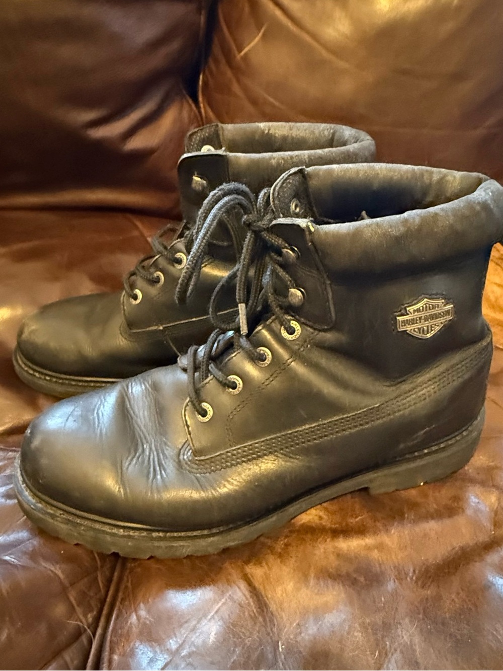 Harley-Davidson Black Leather Ankle Motorcycle Boots 12